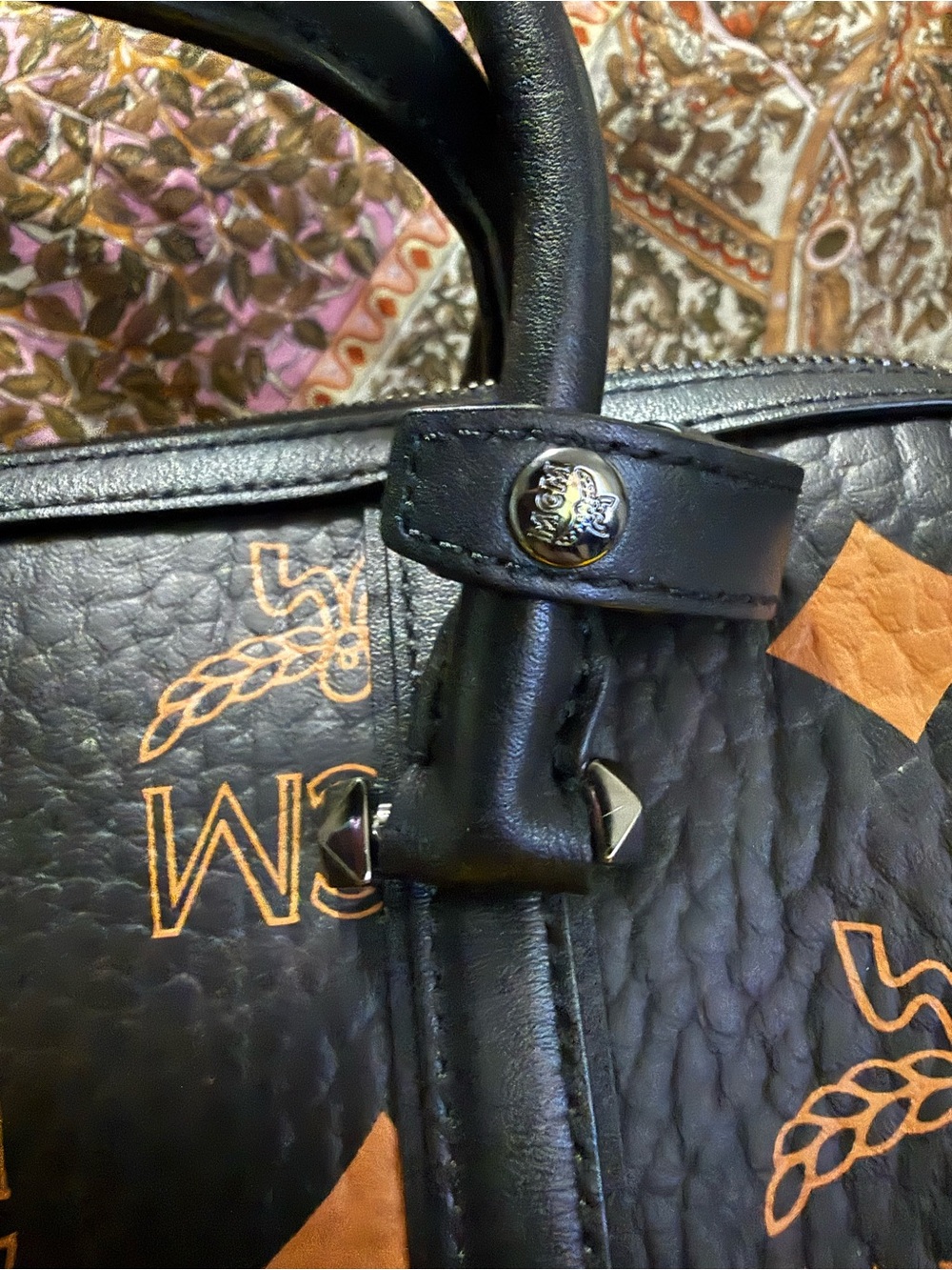 MCM Black and Cognac Visetos Dome Satchel (will not entertain low bids)video!! - Picture 4 of 9